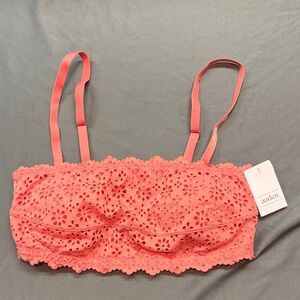 Auden‎ Coral Eyelet Lace Bandeau Bralette NWT (New With Tags)